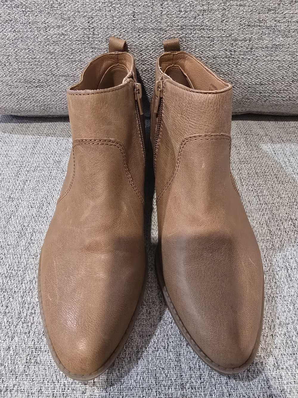 Lucky Brand Women's Tan Leather Side-Zip Ankle Booties